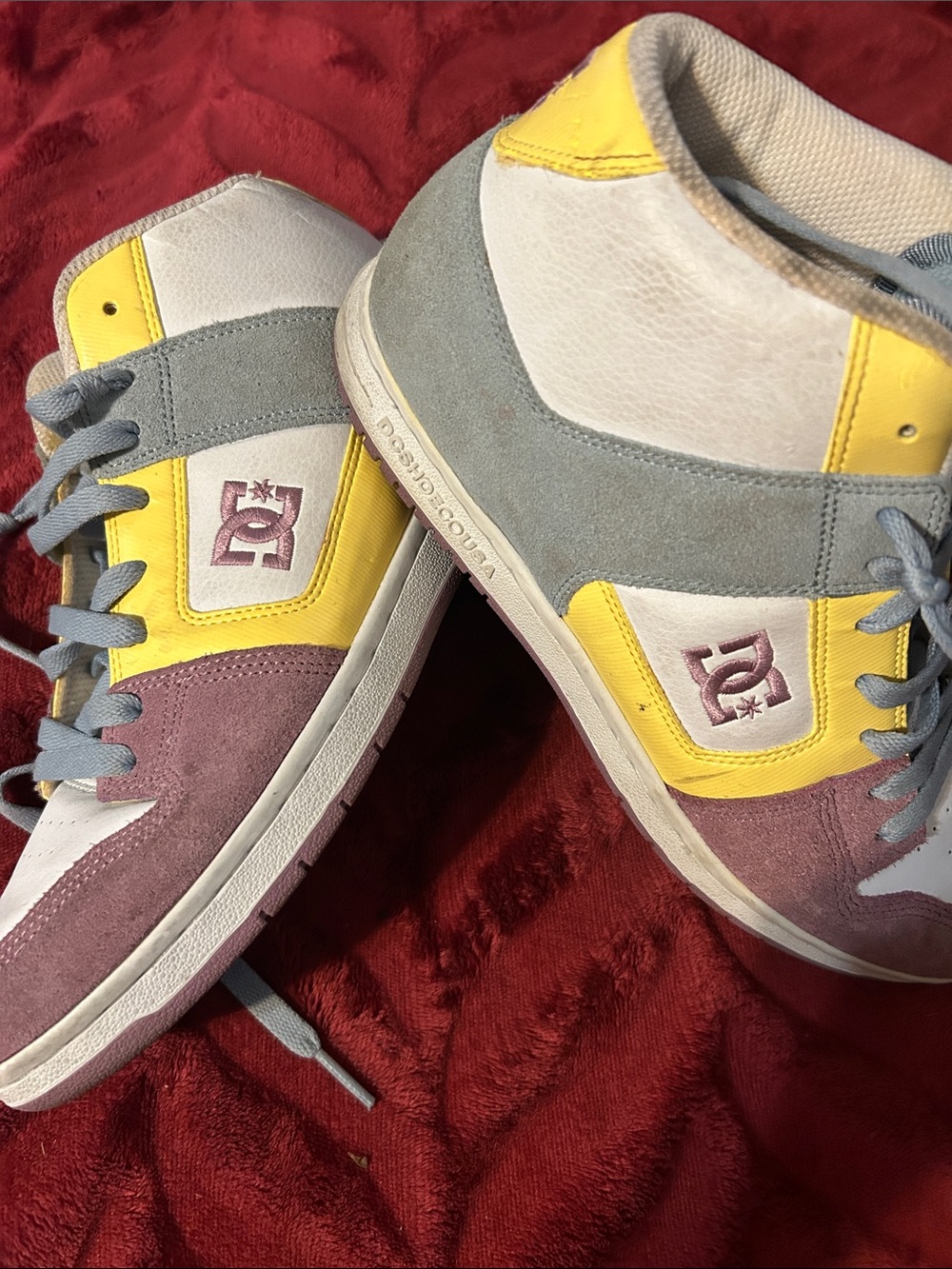 DC Kids High-Top Sneakers in Yellow, Gray & Pink